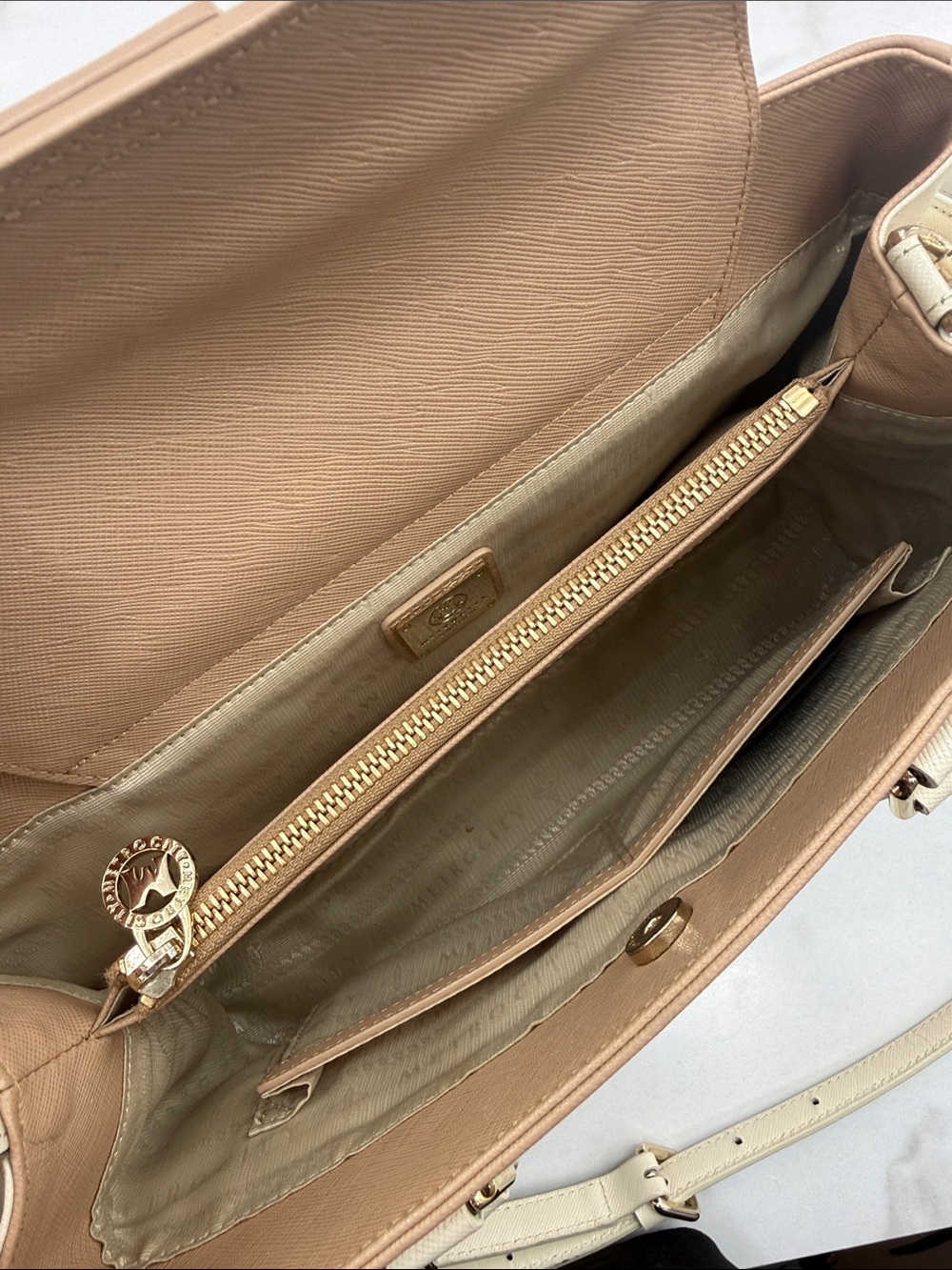 Metro city Structured Blush Satchel with Cream Trim and Tassel Accent - Picture 10 of 15